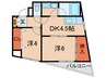 ロゼブル中山手 2DKの間取り