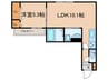 ピレーネ東本町 1LDKの間取り