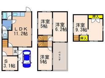 間取図 ｶﾗｰｽﾞﾋﾞﾝﾃｰｼﾞ橋本中ノ町戸建