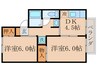 シャルム豊 2DKの間取り