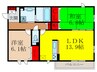 グリシンヌ　カーサ 2LDKの間取り