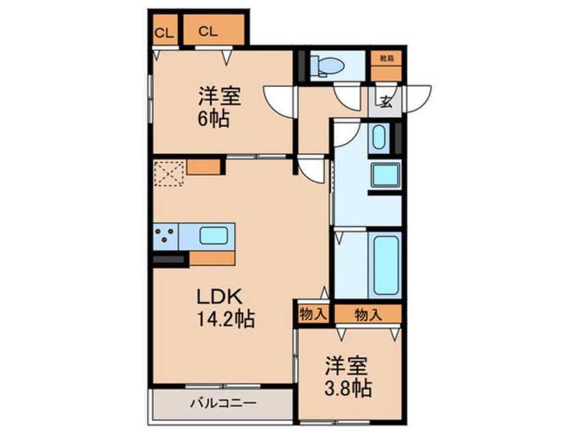 間取図 仮）平野区平野西６丁目ＰＪB棟