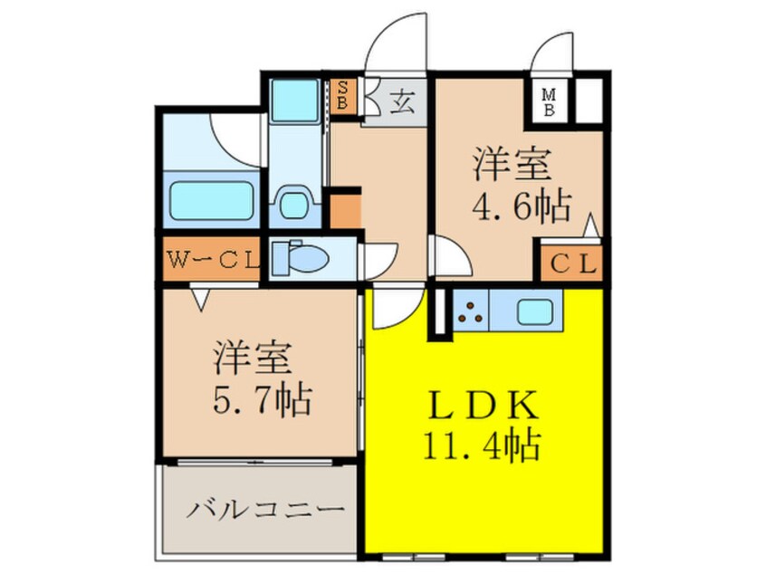 間取図 ドゥ　セレニテ