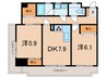 芦屋ニューコーポ 2DKの間取り