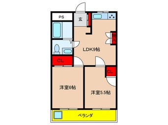 間取図 蛍池ハイツ西棟（４１０）