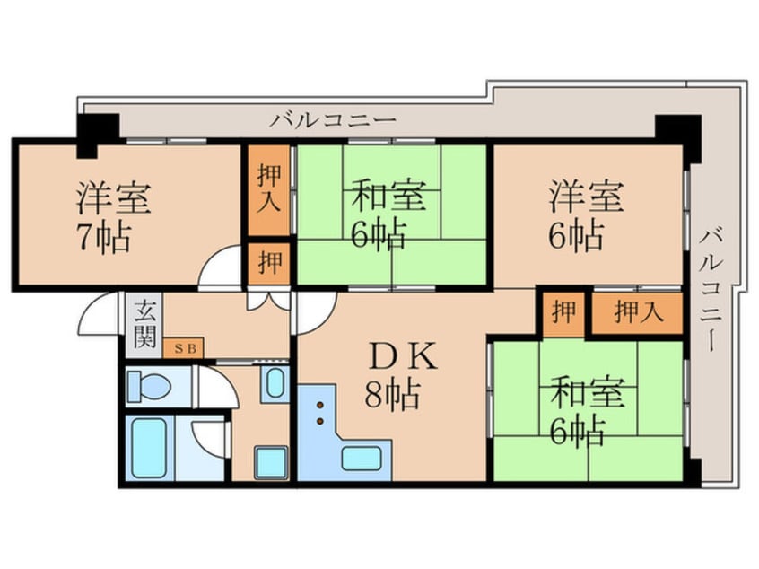 間取図 ハイム伏見C棟(301)
