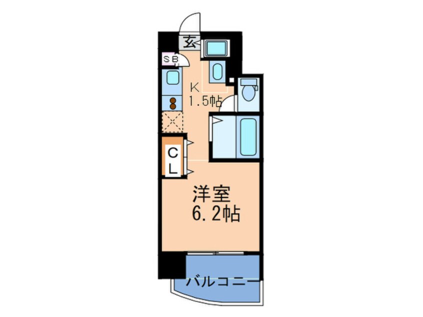 間取図 ﾌﾟﾚｻﾝｽ天満ｽﾃ-ｼｮﾝﾌﾛﾝﾄ(201)