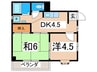 ニッシンハイツ 2DKの間取り