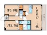 ピュアコート六地蔵 2LDKの間取り
