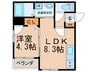 F　asecia　Taos 1LDKの間取り
