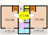 ラ・フォンティーヌ西田 2Kの間取り