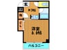ルブール城東 1Kの間取り