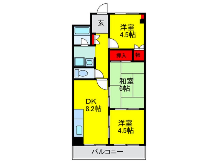 間取図 スリースター鶴町