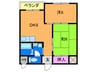 ア－ルアッシュ３９ 2DKの間取り