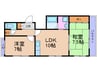 コーポラスカクタ２ 2LDKの間取り