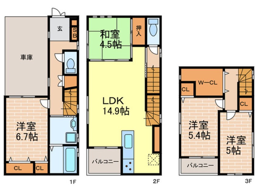 間取図 松下町一戸建て貸家