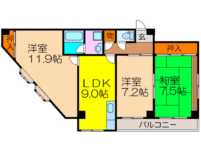 間取図 シャンテＦＵＳＨＩＴＡ