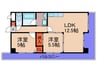 阪神ﾊｲｸﾞﾚ-ﾄﾞﾏﾝｼｮﾝ１５番館 2LDKの間取り