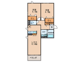 間取図 ｼｬｰﾒｿﾞﾝ ｸﾞﾘﾅｰｼﾞｭ