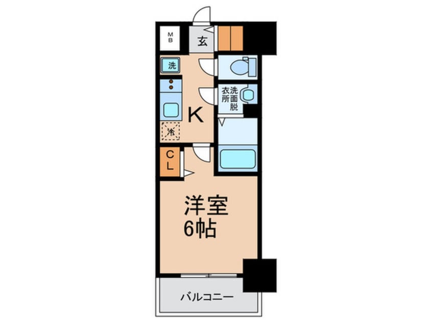 間取図 ﾗﾗﾌﾟﾚｲｽ大阪新町ｳﾞｪﾚ(1203)