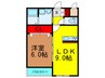 クラウディア香里ケ丘 1LDKの間取り