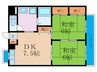 阪神ﾊｲｸﾞﾚｰﾄﾞﾏﾝｼｮﾝ１番館 2DKの間取り
