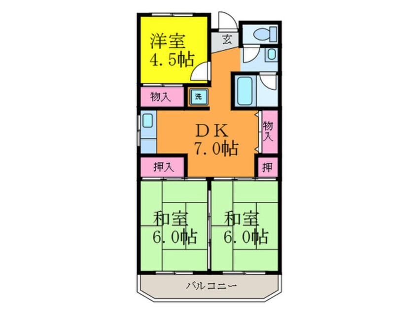 間取図 ｻﾝﾘﾊﾞｰﾊｲﾂ