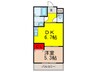 西緑丘グランハイツD 1DKの間取り