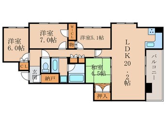 間取図 ﾗｲｵﾝｽﾞ伏見寺田屋西ｸﾞﾗﾝﾌｫｰﾄ