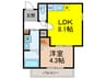 ALEGRIA岡町 1LDKの間取り