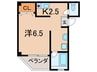 ポラリス芦屋 1Kの間取り