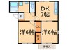 ヴィラ若木Ⅱ 2DKの間取り