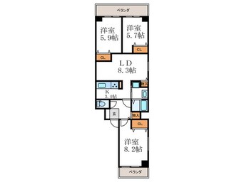 間取図 ルヴィラ堀川（501）