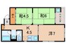 シャンポール滝川 3Kの間取り