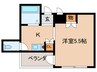 くろ～ば菱江 1Kの間取り