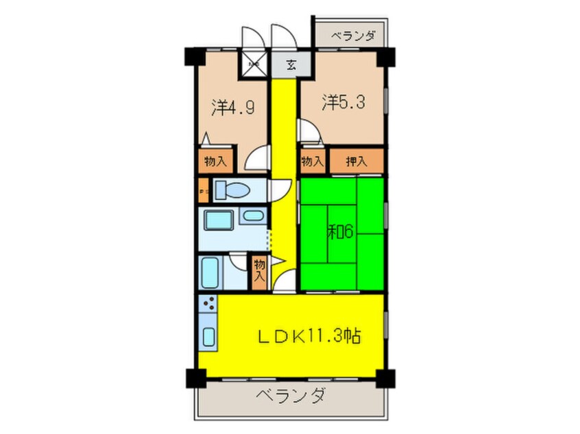 間取図 瑠璃甲東園弐番館