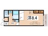 モンプレイン 1Kの間取り