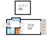 グランプラス桂 1Kの間取り