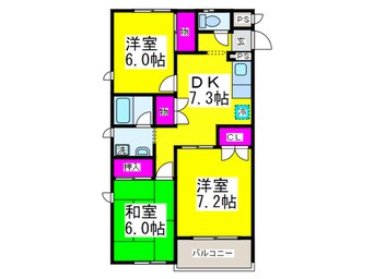 間取図 フィルコート東羽倉崎Ａ