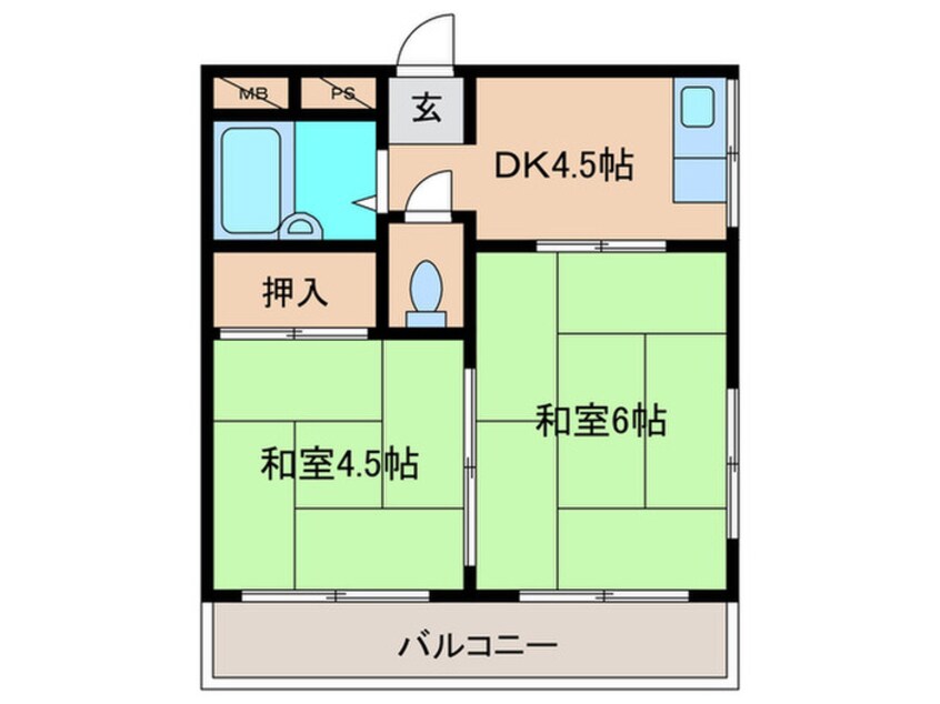 間取図 ﾊｷﾞﾀﾏﾝｼｮﾝ