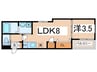 Ｆ　ａｓｅｃｉａ　ＴＨＩＯ 1LDKの間取り