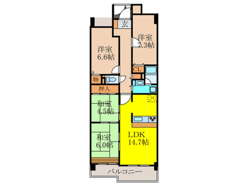 間取図 ｻﾝﾛｲﾔﾙ池田ﾊﾞｰﾄﾞﾋﾙｽﾞ３号館(805)