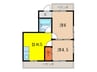 宝塚ハ－モニ－ハイツ 2DKの間取り
