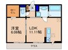 セジュールサンフィールド 1LDKの間取り