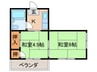シャルマン三栗Ｂ棟 2Kの間取り