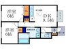 レイクビュ－ 2DKの間取り