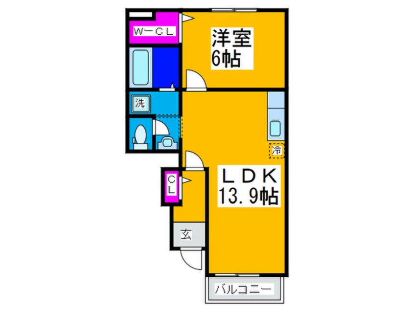 間取図 ﾗﾌﾚｼ-ﾙﾒｿﾞﾝ宮崎Ⅲ