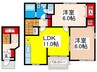 ブルースカイⅡ 2LDKの間取り