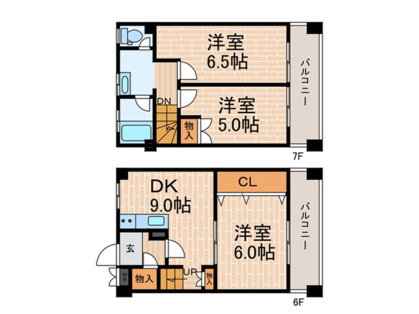 間取図 夙川7番街ｽﾄｰｸﾏﾝｼｮﾝ（606）