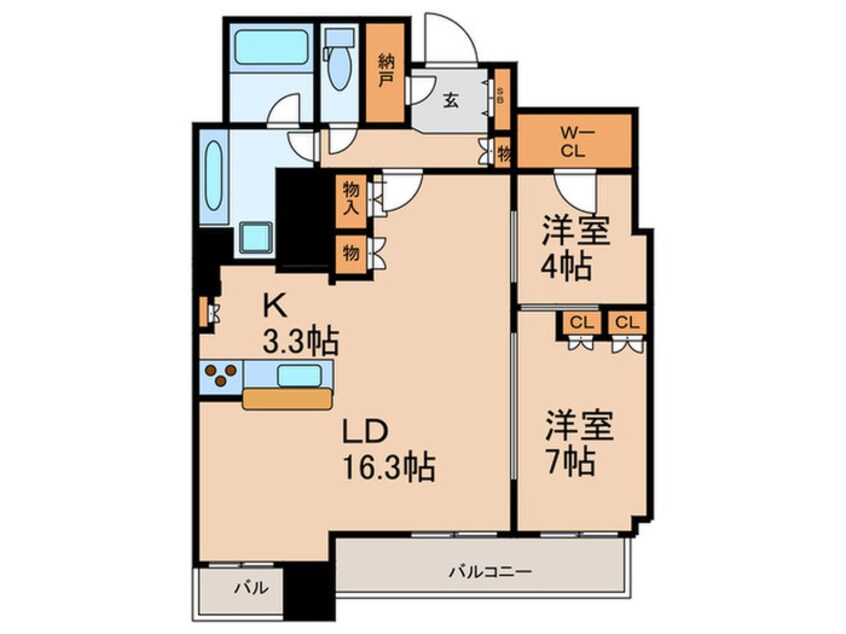 間取図 クレヴィアタワー中之島(605)